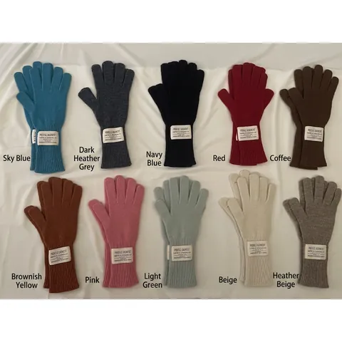 Korean Style Women Winter Wool Blend Knit Gloves Thermal Windproof Full Finger Cycling Gloves Ins Fashion Warm Jacquard Mittens