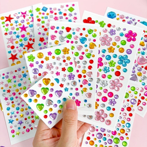 Rhinestone Stickers Colorful Acrylic Self Adhesive Gem Decals For DIY Craft Face Body Decoration Shiny Crystal Shapes Heart
