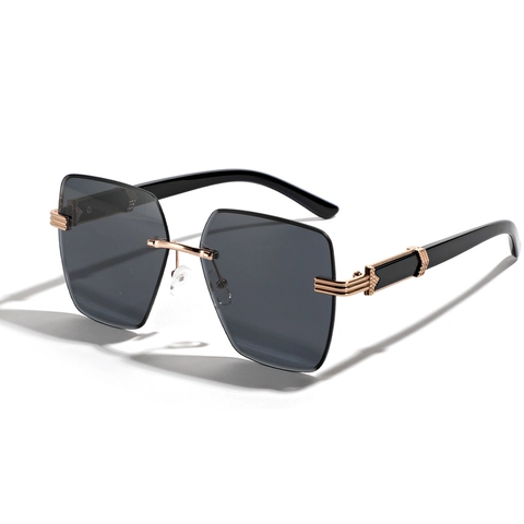 Gafas De Sol Cuadradas Sin Montura Marco Metal Lentes Resina UV400 Moda Grandes Corte Diamante Unisex Hombre Mujer
