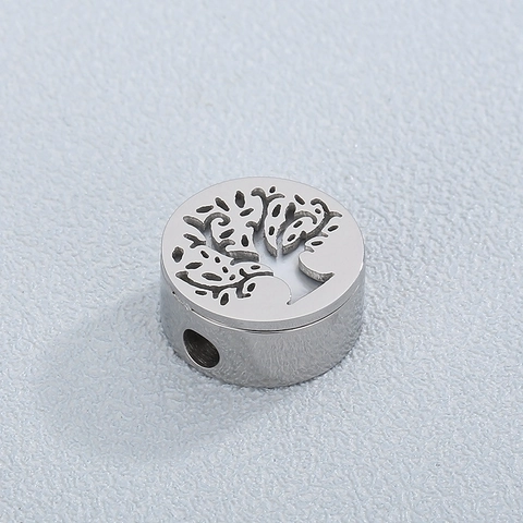 Tree Of Life Charm Pendant Stainless Steel Hollow Round DIY Jewelry Making Accessory For Bracelet Necklace