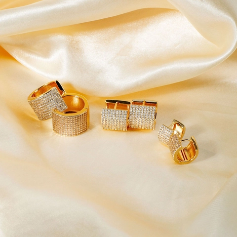 Huggie Oorbellen Ringen Koper Micro Pave Cubic Zirconia Rond Geometrisch Elegant Retro Sieraden Dames