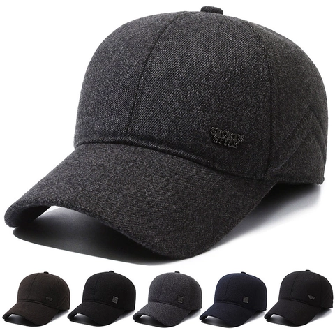 Cappellino Da Baseball Invernale Da Uomo Tweed Di Lana Cappello Caldo Paraorecchie Pieghevoli Antivento Sport All'Aperto