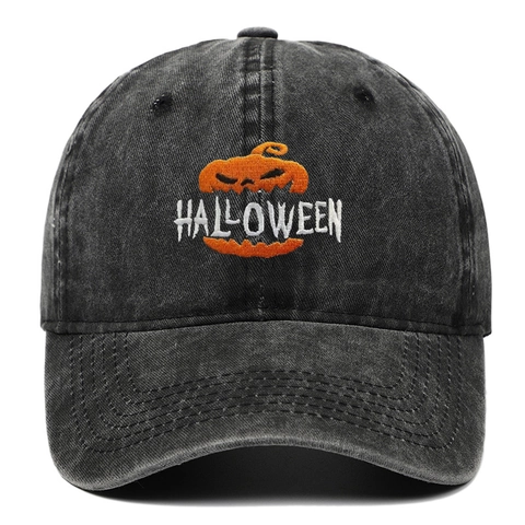 Casquette De Baseball Brodée Citrouille Halloween Coton Lavé Vintage Ajustable Chapeau Soleil Pour Femmes Hommes