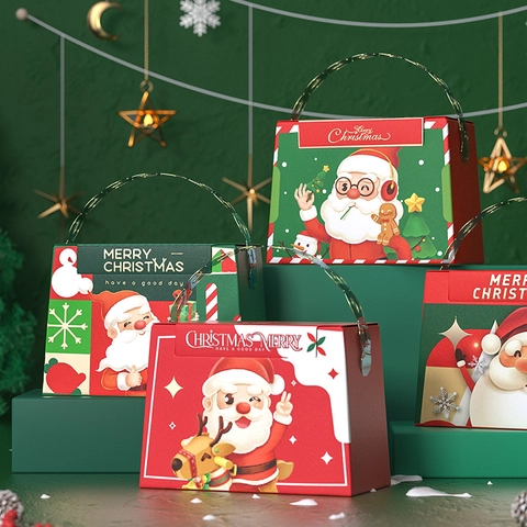 Scatola Regalo Di Natale Babbo Natale Renna Scatole Di Carta Per Imballaggio Caramelle Portatile Bomboniera Cartone Animato
