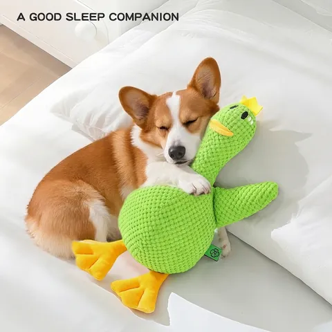 Squeaky Plush Dog Toy Pineapple Fleece Duck Shape Bite Resistant Boredom Relief Anxiety Comfort Sleep Companion Puppy