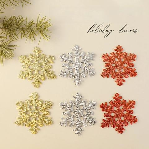 Glitter Snowflake Christmas Ornaments Plastic Hanging Decoration For Holiday Party Tree Decor