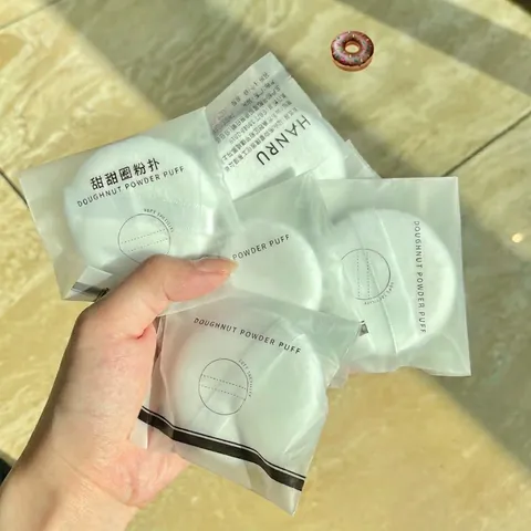 Borla De Polvo De Maquillaje De Terciopelo De Algodón Suave Esponja Gruesa Para Fijación Facial Aplicador De Base Forma Redonda Gota