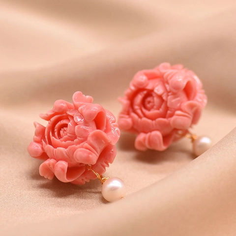 Vintage Süßwasserperle Blume Hänger Ohrringe 925 Sterling Silber Stift Vergoldet Barock Perle Schmuck Für Damen