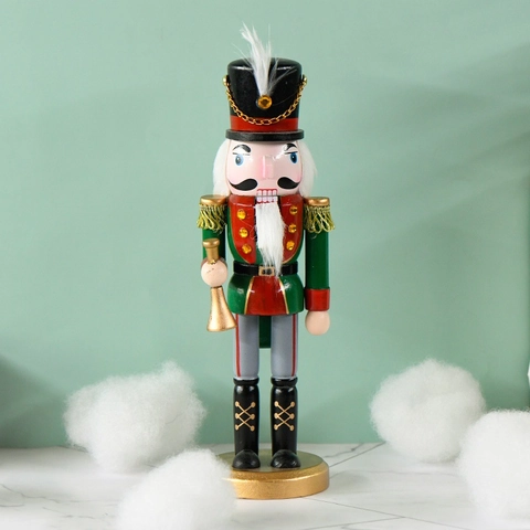 Nussknacker Soldat Holz Ornament Federhut Goldene Trompete Weihnachtsdeko Desktop Figur Traditioneller Europäischer Stil