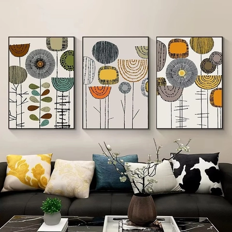 Abstract Plant Leaf Nordic Canvas Wall Art Frameless Modern Geometric Painting Prints For Living Room Home Bedroom Decor
