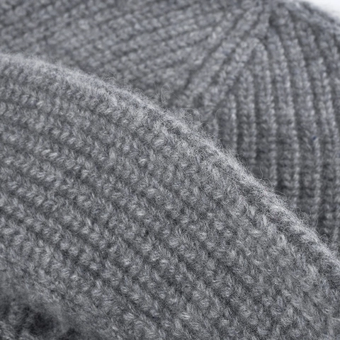 Gorro De Lana Merina Mujer Invierno Cálido Grueso De Punto Canalé Color Sólido Sombrero De Pescador Suave