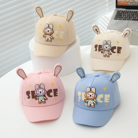 Kids Baseball Cap Bunny Ears Astronaut Rabbit Cotton Blend Cute Cartoon Sun Protection Adjustable For Toddlers