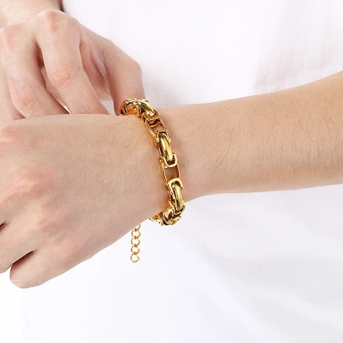 Bracelet Chaîne À Maillons En Acier Inoxydable Ajustable Bijoux Style Industriel Pour Unisexe
