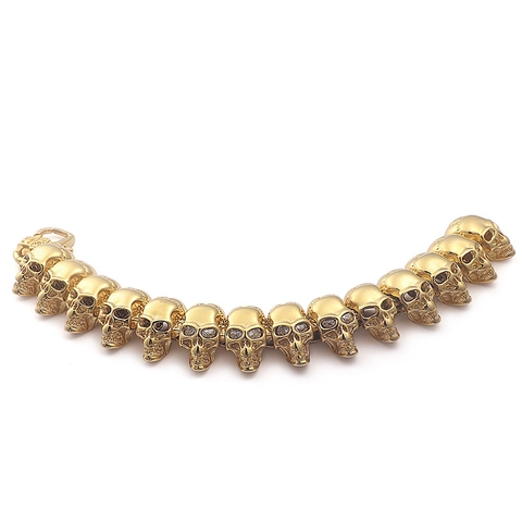 Pulsera De Calavera Hip Hop Para Hombre Acero Inoxidable Chapado En Oro Joyería Punk Gótico Con Circonita
