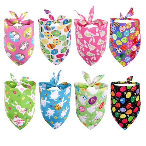 Pasen Huisdier Bandana Polyester Konijn Ei Print Feestdag Hondensjaal Kostuum Voor Katten Kleine Middelgrote Honden