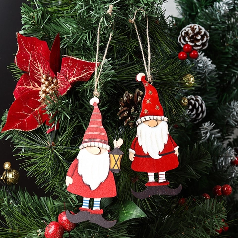 Ornamenti Appesi Di Gnomo Di Legno Di Natale Decorazione Albero Stile Nordico Dipinto Rosso Bianco Arredamento Festivo