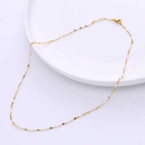 Minimalistisches Emaille Perlen Halskette Aus Edelstahl Für Frauen Zarte Bunte Tropfkleber Kette Schmuck