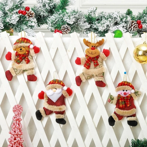 Decorazioni Natalizie Appese Peluche Stoffa Babbo Natale Pupazzo Di Neve Renna Orso Albero Quadri Tela Di Juta Festivo