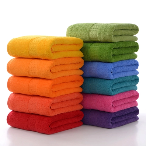 Pure Cotton Bath Towel Super Absorbent Soft Thick Solid Color With Jacquard Border For Home Bathroom Spa