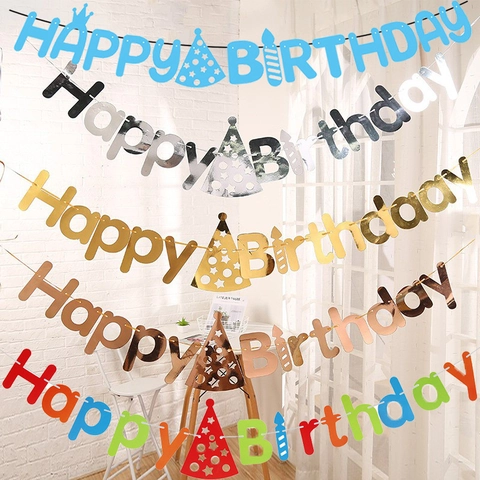 Banner Happy Birthday Ghirlanda Di Lettere In Cartoncino Dorato Da Appendere Per Decorazioni Di Feste E Celebrazioni