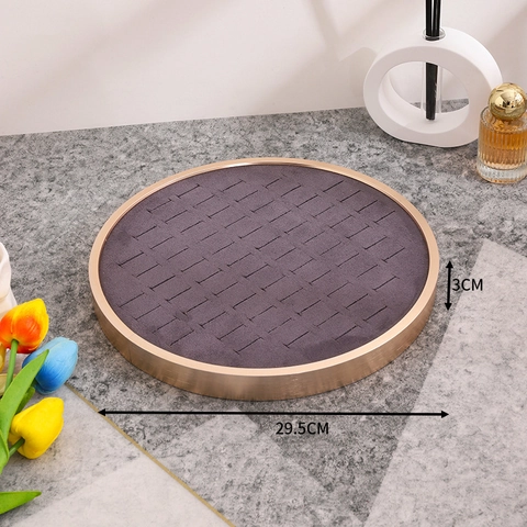 Luxury Jewelry Display Tray Metal Frame Velvet Lining Organizer For Ring Necklace Earring Counter Home