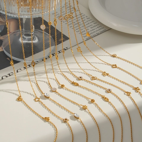 Stainless Steel Necklace Bracelet Collection 18K Gold Plated Butterfly Heart Star Pendant Rhinestone Women High Quality