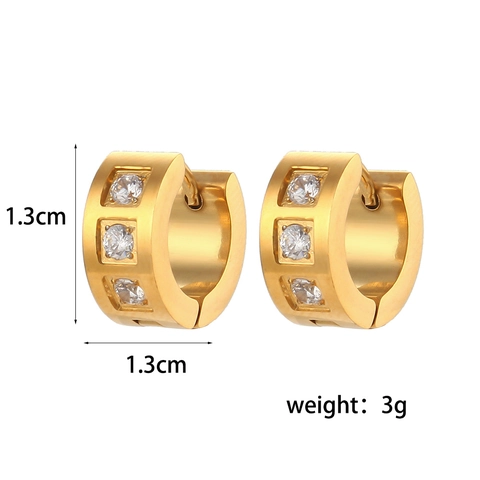 Pendientes Huggie Hoop Acero Inoxidable Chapado Oro 18K Circón Patrón Zigzag Geométrico Joyería De Moda Minimalista
