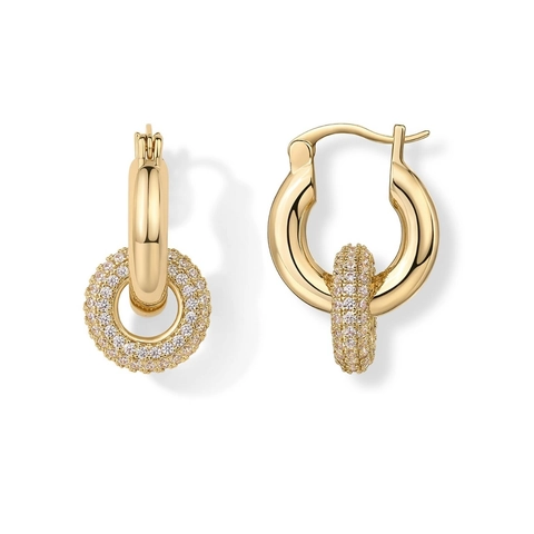 14K Vergoldete Kupfer Huggie Ohrringe Mit Zirkon Kreis Anhänger Elegante Schmuck Für Damen Mode Accessoire