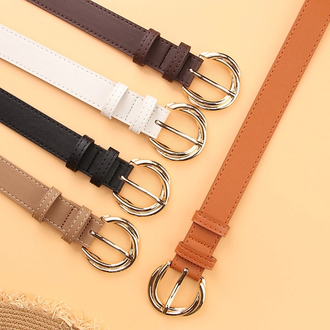 Women Fashion Faux Leather Belt Alloy Pin Buckle Waist Strap For Jeans Dresses Versatile Elegant Accessory
