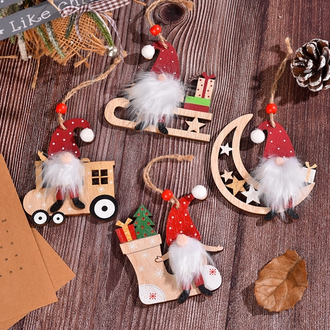 Addobbi Natalizi Appesi In Legno Gnomo Ciondoli Tomte Svedese Senza Volto Barba Di Peluche Per Albero