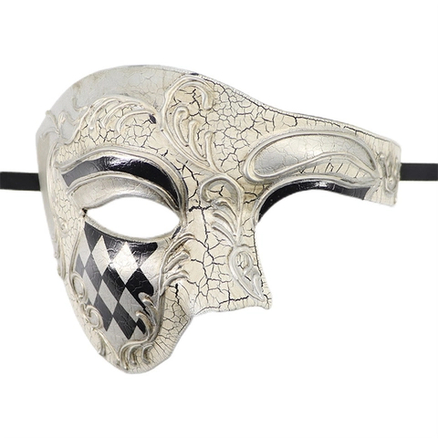 Máscara de Mascarada Veneciana Retro Estilo Fantasma de la Ópera Media Máscara Diseño Craquelado para Halloween Carnaval Fiesta Cosplay