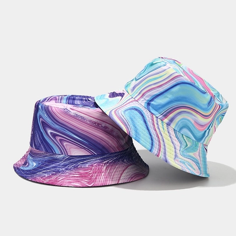 Anglerhut Polyester Wendbar Marmordruck Faltbar Sonnenschutz Graffiti Swirl Streetwear Unisex Fischerhut