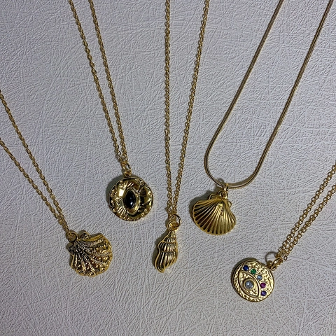 Collar Con Colgante De Acero De Titanio Concha Mal De Ojo Estilo Bohemio Retro Para Mujer Joyería