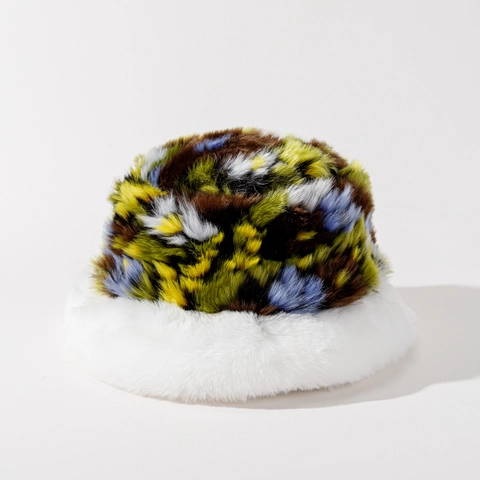 Cappello Alla Pescatora In Pelliccia Sintetica Patchwork Colorato Berretto In Peluche Caldo Invernale Antivento Per Donna