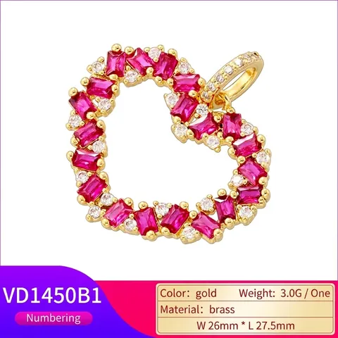 Herz Anhänger Gold Plattiert Kupfer Messing Zirkonia Nischen Luxus Mode Minimalistischer Schmuck Für Frauen