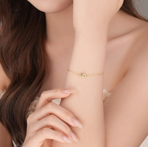 Bracciale Occhio del Diavolo in Argento Sterling 925 per Donna Minimalista in Zirconia Intarsiata Catena Regolabile Placcata Oro Argento Gioielli Regalo