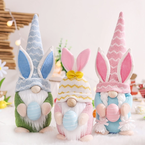 Ostern Wichtel Ornamente Hasenohr Gesichtslose Puppe Plüsch Dekorationen Mit Eiern Für Feiertags Dekor