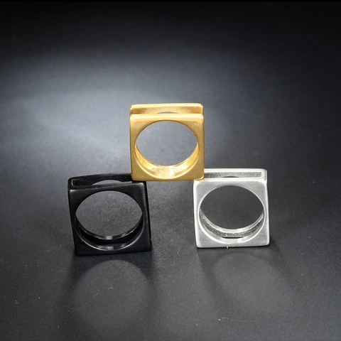 Square Geometric Pendant Necklace Stainless Steel Box Chain Brushed Finish Hip Hop Minimalist Style For Men Women
