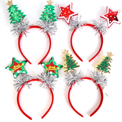 Serre-tête de Noël à Paillettes Festif Étoile Sapin de Noël Accessoire Cheveux Décoration de Fête pour Enfants Adultes