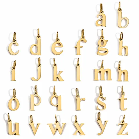 Stainless Steel Alphabet Letter Pendants Gold Silver Lowercase Charms For Jewelry Making DIY Necklace Bracelet Accessories