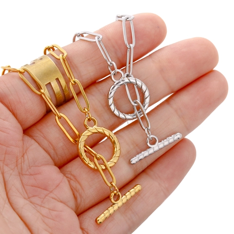 Stainless Steel Toggle Clasp DIY Jewelry Making Connector Heart Round OT Buckle For Necklace Bracelet Crafting Accessories