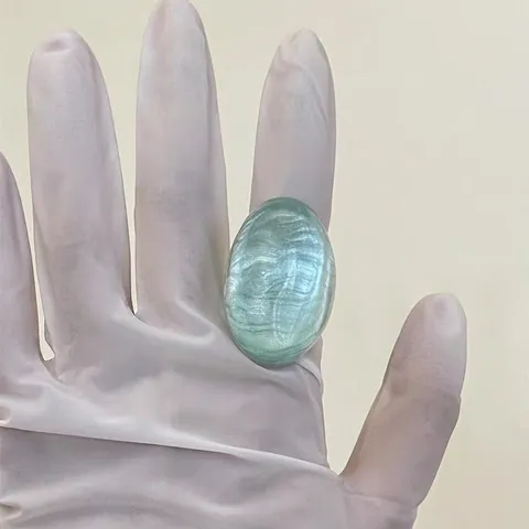 Chunky Oval Resin Ring Pearlized Glaze Translucent Exaggerated Finger Jewelry For Women Chic Niche Design