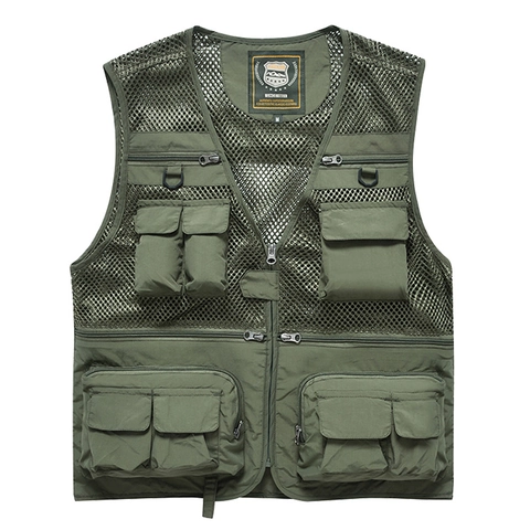 Gilet da Pesca in Rete ad Asciugatura Rapida da Uomo Leggero Multitasche Outdoor Fotografia Traspirante Casual Cargo Giacca Senza Maniche