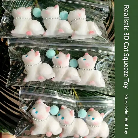 Squishy Cat Toy TPR Flocked Stress Relief Sensory Squeeze Cute Animal Novelty Gift For Kids Girls