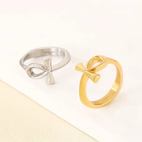 Anello Croce Ankh Egiziana Acciaio Inossidabile 316L Simbolo Della Vita Gioielli Religiosi Vintage Per Uomo Donna