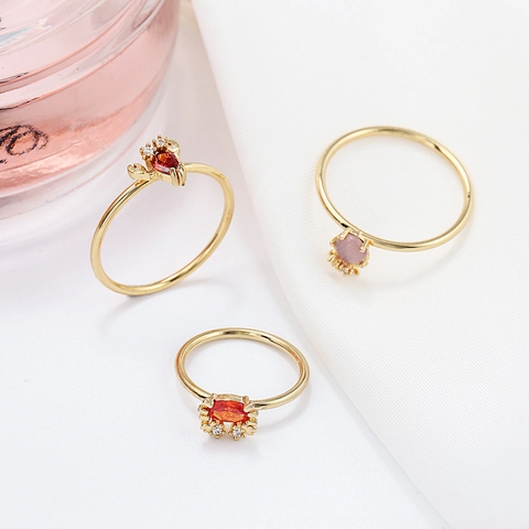 18K Gold Plated Copper Ocean Animal Ring For Women Cute Crab Seahorse Whale Octopus Marine Life Inlaid Zirconia Jewelry Ring