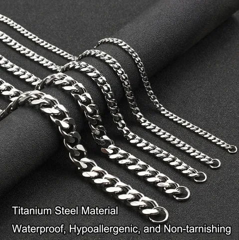 Cuban Link Chain Necklace Stainless Steel Hip Hop Streetwear Men Women High Polished Geometric Jewelry Non-Fading