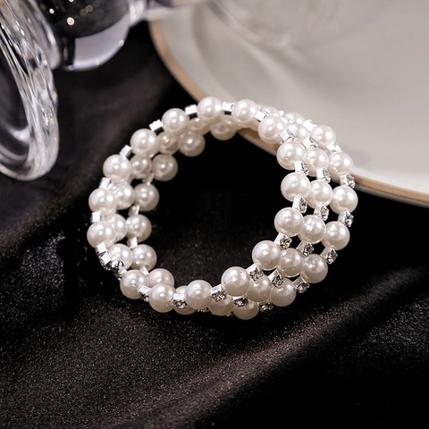 Bracciale Di Künstliche Perle Multistrato Con Distanziatori In Lega E Strass Elegante Bracciale Avvolgente Per Donna Matrimonio Gioielli