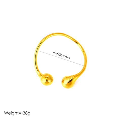 Minimalist Titanium Steel Water Drop Open Cuff Bangle For Women Gold Silver Plated Irregular Rhinestone Bangle Bracelet Jewelry