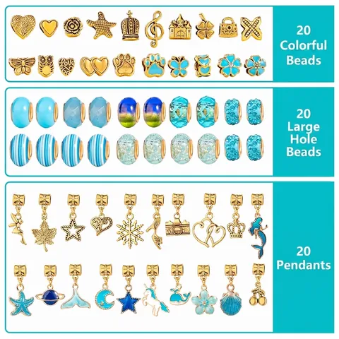 DIY Jewelry Making Kit Girls Kids Charm Bracelet Necklace Set Alloy Beads Unicorn Mermaid Pendants PU Handbag Arts Crafts Gift